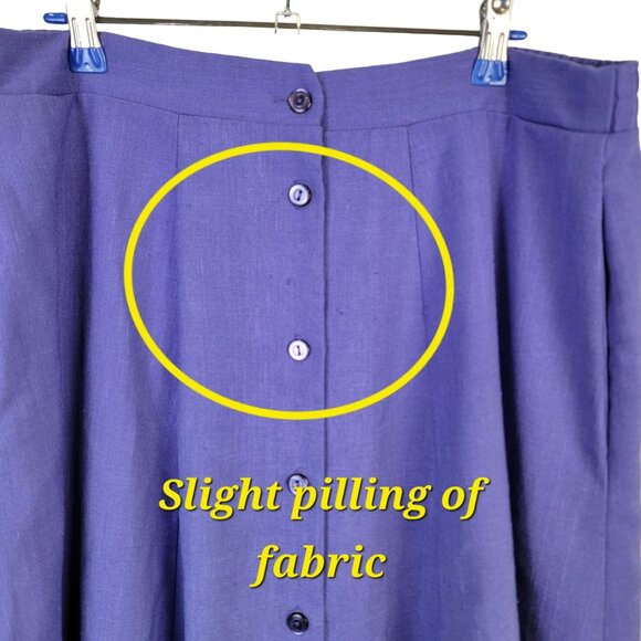 Vintage 70s Midi Skirt Women Plus Size 16 Purple Button Front A-line Formal Fall - Picture 4 of 14
